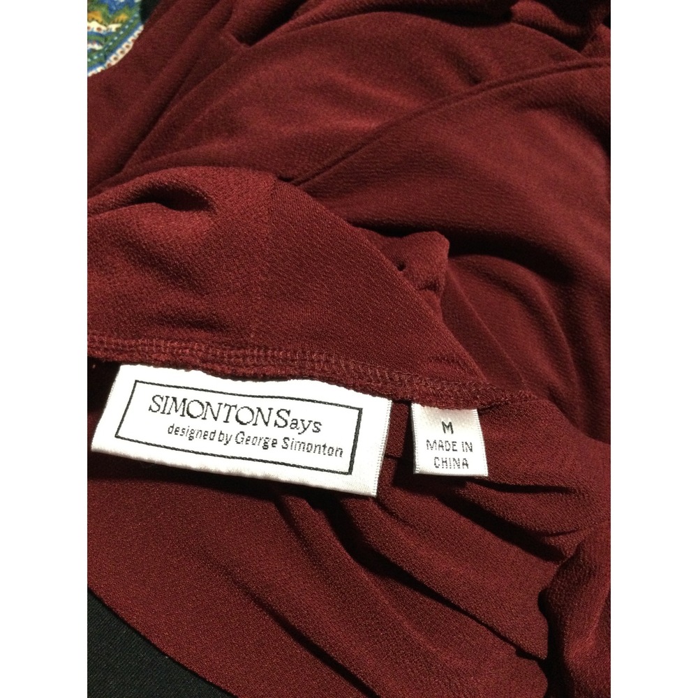 Simonton Says George Simonton Burgundy Waterfall Open Front Cardigan Medium - Picture 6 of 7